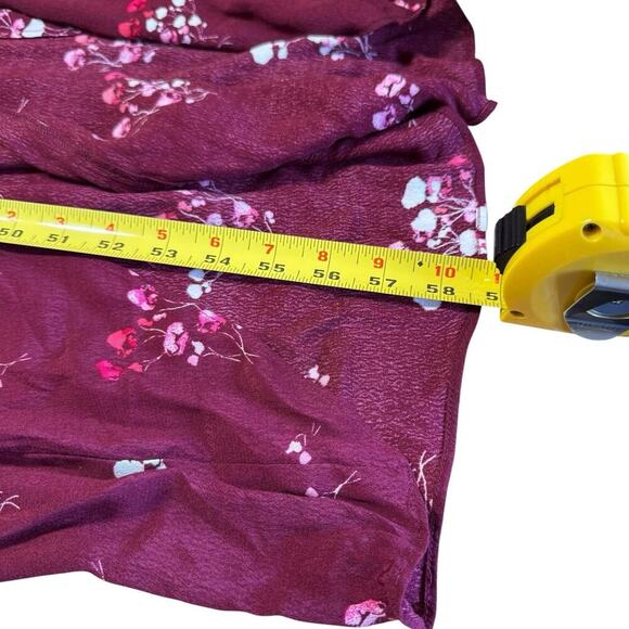 Express Dress Maxi Burgundy floral Splice Neckline M Cottagecore Bohemian - Picture 12 of 12